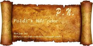 Polák Nándor névjegykártya